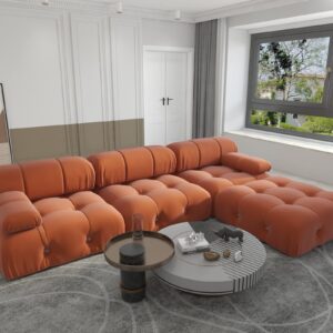 BOKIFOL Sectional Sofa, Modular Sectional Couch with Ottomans- L Shaped Couch for Living Room, 4 Seater Sofa Sets,104"(Orange)