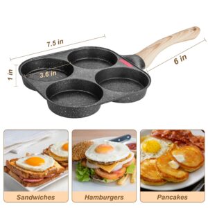 MyLifeUNIT Egg Frying Pan, 4-Cup Egg Pan Nonstick, Fried Egg Pan Skillet for Breakfast, Pancake, Hamburger, Sandwiches, Suitable for Gas Stove & Induction Cookware