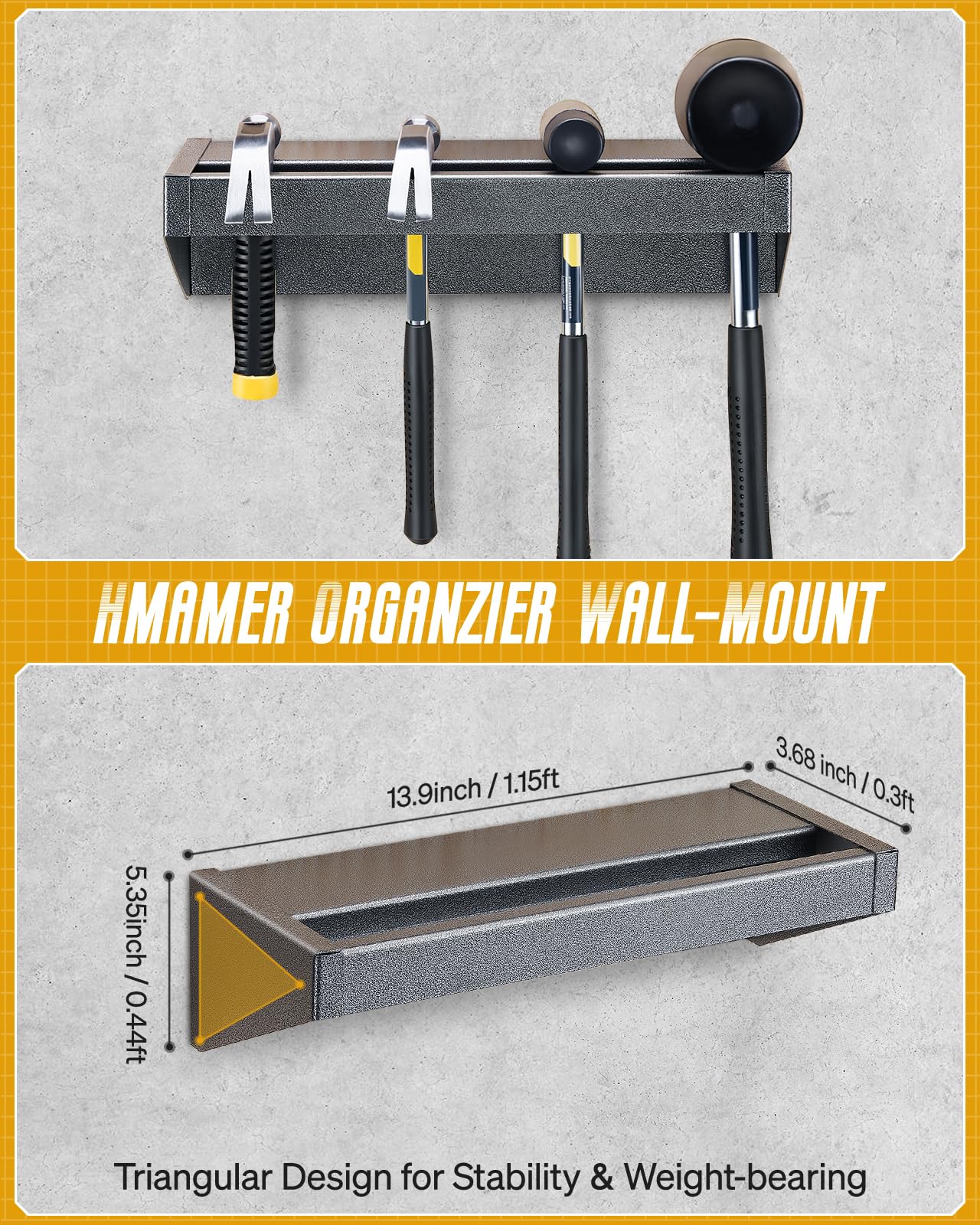 FHXZH Wall Mount Screwdriver Organizer, Pliers Holder, Hammer Rack, 3PCS Alloy Steel Hand Tool Storage Organizer for Garage Workshop