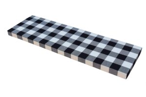 jininworl custom size bench cushion, checkered gingham plaid pattern, high resilience upholstery foam long chair cushion sofa pads outdoor/indoor patio furniture (black and white, custom size)