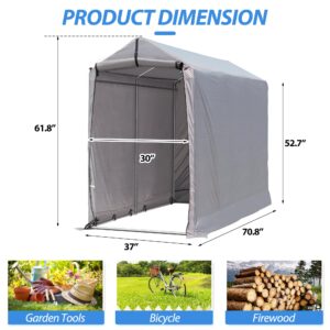 Raysfung Outdoor Storage Shed 6 x 3Ft Heavy Duty Portable Storage Shelter with Roll-up Zipper Door for Bike, Mower, Garden Storage