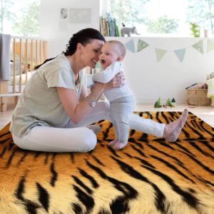 Animal Tiger Print Area Rugs for entryway Rugs 1'x1.7'/12"x20"/30x50cm, for Living Room, Anti-Skid Extra Comfy Fluffy Floor Carpet for Indoor Home Decorative