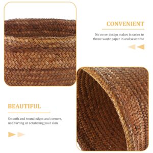 FOMIYES Outdoor Garbage can Trash Can 30cm Wicker Wastebasket Hand Woven Garbage Can Trash Container for Home and Office Rattan Trash can