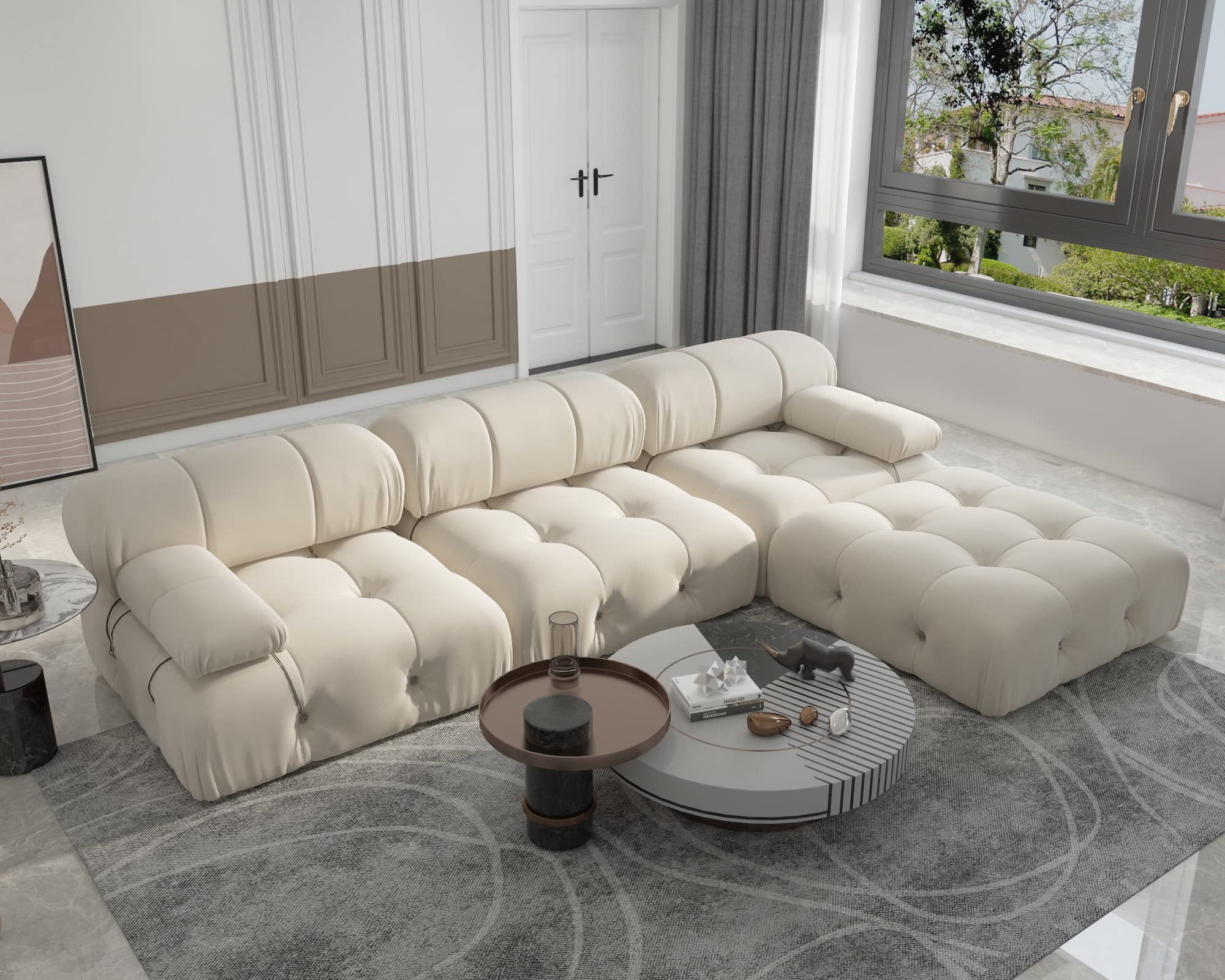 BOKIFOL Sectional Sofa, Modular Sectional Couch with Ottomans- L Shaped Couch for Living Room, 4 Seater Sofa Sets,104"(Beige)