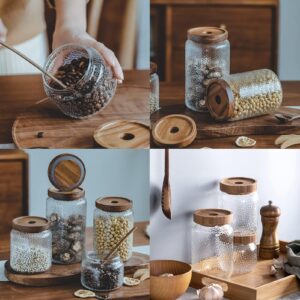 Viovian 300ML(10 OZ) Glass Jar with Bamboo Airtight Lid Glass Coffee Nuts Canister Glass Storage Jar Anti-Slip Kitchen Food Container for Sugar Coffee Bean Candy Cookie Spice Tea