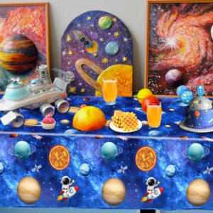 3 Pack Space Tablecloth Outer Space Themed Birthday Party Supplies Decorations First Trip Around The Sun Decorations Solar System Galaxy Planets Astronaut Party for Kids (54" X108")