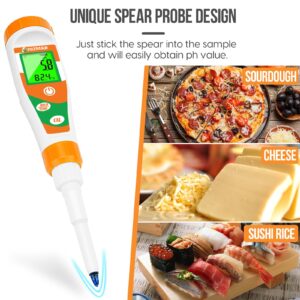 UIUZMAR pH Tester for Food Digital pH Meter for Sourdough Starter and Dough Spear Sensor Food pH Kit Works for Fermented Sausages Cheese Sushi Rice Canned Jam Soapmaking and Other Solid Semi-Solid