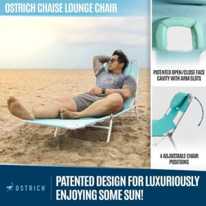 Ostrich 72 by 22 Inch Versatile Chaise Lounge Portable Reclining Lounger, Outdoor Patio, Beach, Lawn, Camping, or Pool Tanning Chair, Aqua