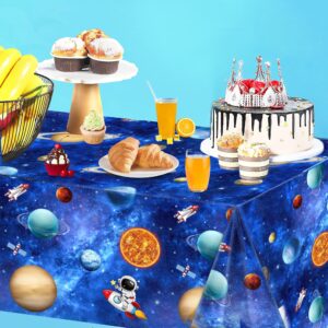 3 Pack Space Tablecloth Outer Space Themed Birthday Party Supplies Decorations First Trip Around The Sun Decorations Solar System Galaxy Planets Astronaut Party for Kids (54" X108")