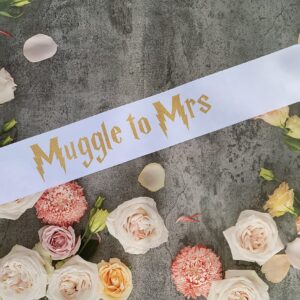 Muggle to Mrs Sash, Bride to be Sash,from Muggle to Mrs, Bridal Shower, Bachelorette Party Decor, Gold Glitter