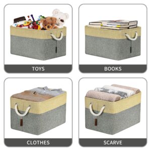 KITCSTI Fabric Storage Baskets for Shelves | Closet Storage Bins | Linen Cloth Baskets with Handle for Organizing