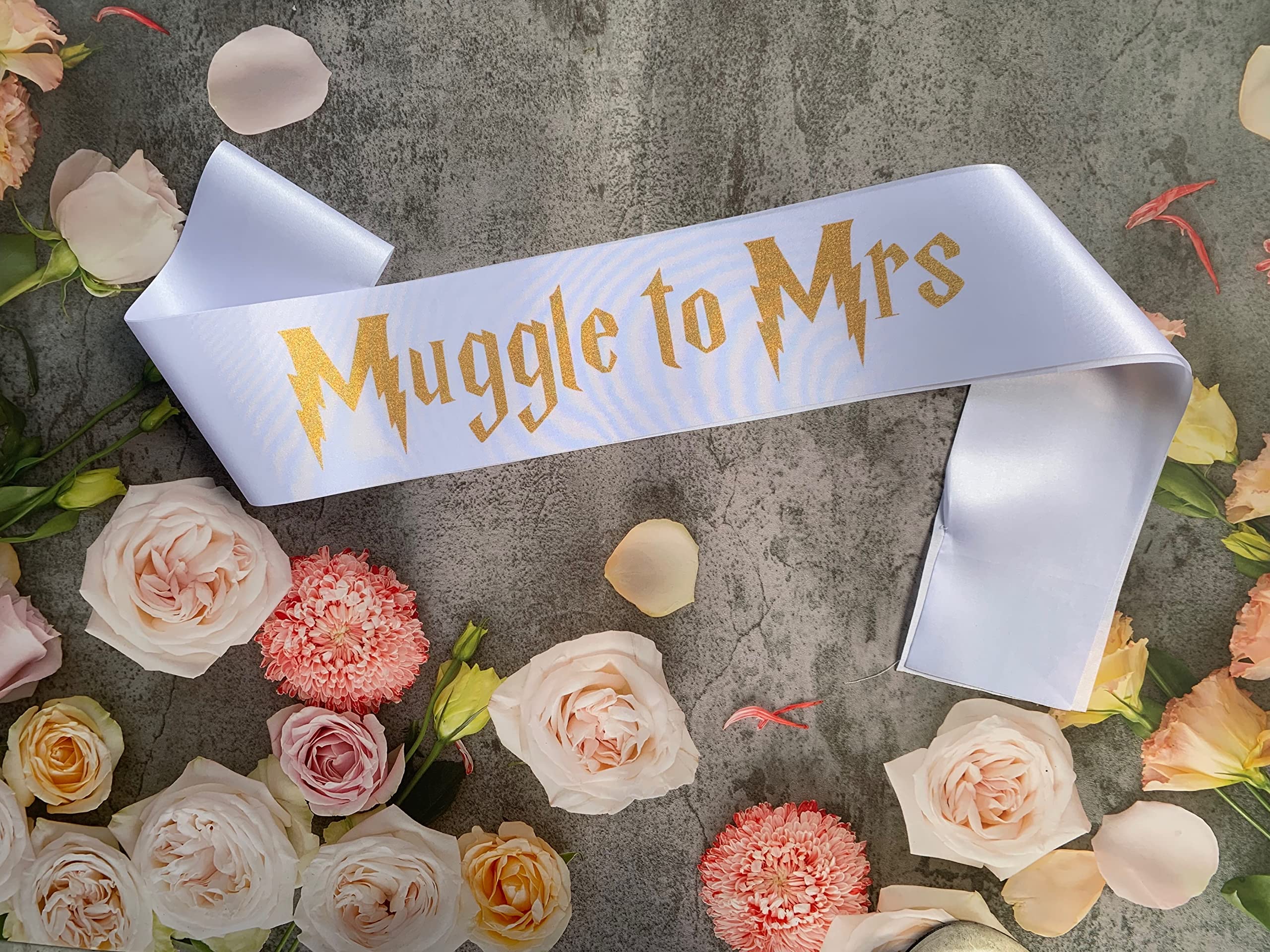 Muggle to Mrs Sash, Bride to be Sash,from Muggle to Mrs, Bridal Shower, Bachelorette Party Decor, Gold Glitter