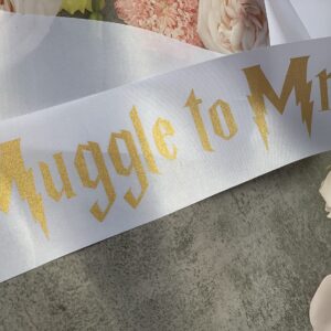 Muggle to Mrs Sash, Bride to be Sash,from Muggle to Mrs, Bridal Shower, Bachelorette Party Decor, Gold Glitter