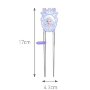 Frozen Elsa Princess Tiara Stainless Steel Training Chopsticks, Finger Ring Can Be Moved for Right or Left Handed, Made in Korea