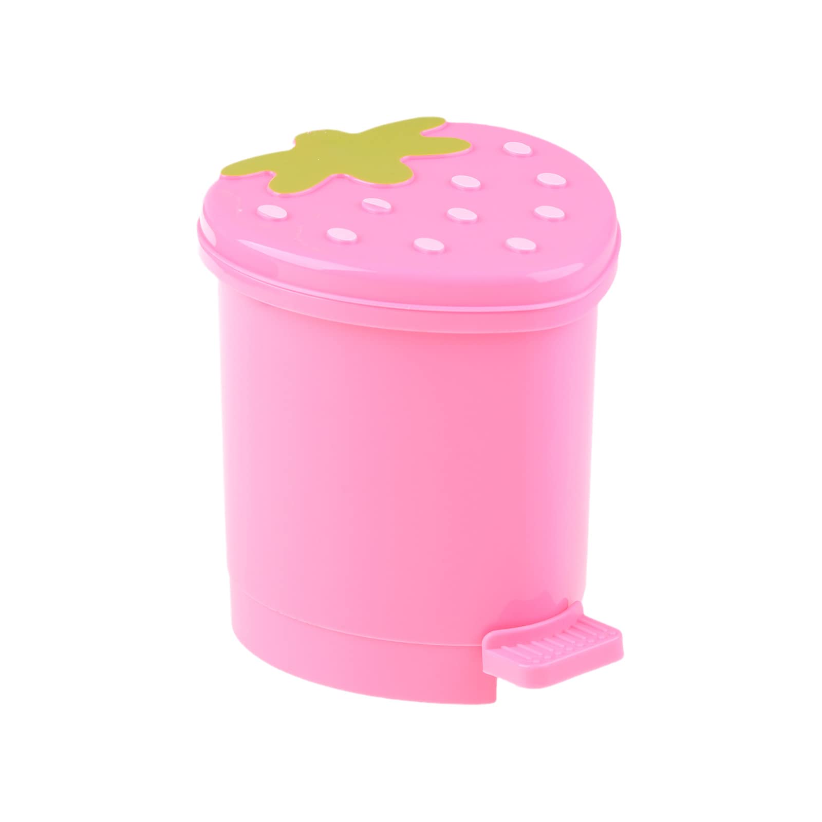 Youngy Mini Strawberry Trash Can with Lid Office Desktop Fruit Peel for Shell Container for Home Office Coffee Powder Rubbish B Mini Trash can for Bathroom