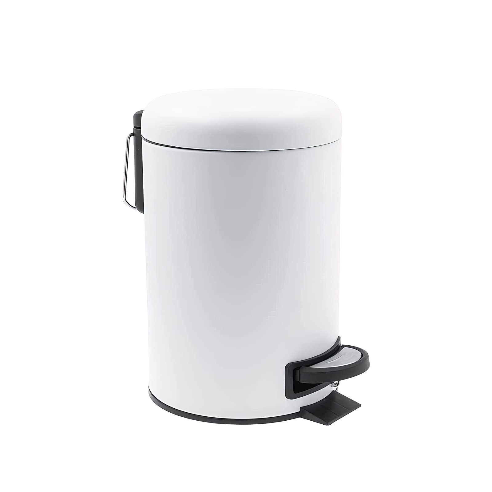 Komphy Small Foot Pedal Garbage Can, 0.8Gal Bathroom Trash Can with Soft Close Lid, Round Stainless Steel Trash Bin with Removable Inner Waste Basket for Vanity Bedroom Office