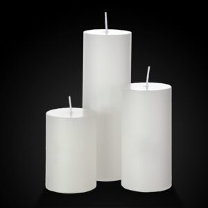 Shihanee Set of 12 Pillar Candles and Glass Cylinder Vases Clear Cylinder Candle Holders for Slim Pillar Candles Wedding Centerpieces (White, 2.6'' X 4.7'', 5.9'', 7.9'')