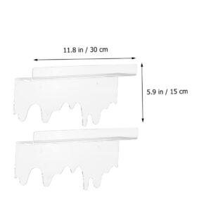 ORFOFE 2Pcs Wall Mounted Transparent Floating Shelf for Cosmetics Storage Adhesive Wall Shelf for Bathroom and Home Organization