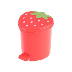 youngy mini strawberry trash can with lid office desktop fruit peel for shell container for home office coffee powder rubbish b mini trash can for bathroom