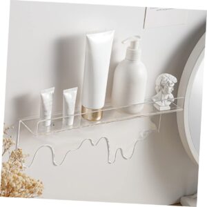 ORFOFE 2Pcs Wall Mounted Transparent Floating Shelf for Cosmetics Storage Adhesive Wall Shelf for Bathroom and Home Organization