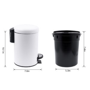 Komphy Small Foot Pedal Garbage Can, 0.8Gal Bathroom Trash Can with Soft Close Lid, Round Stainless Steel Trash Bin with Removable Inner Waste Basket for Vanity Bedroom Office