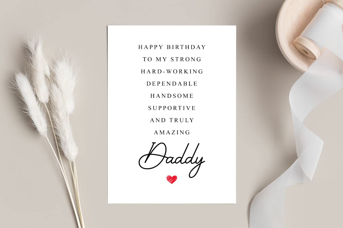 Daddy Birthday Card Poem - Birthday Card For Daddy - Amazing Gift Special For Daddy Birthday - From Wife, Son, Daughter - Cute Birthday Card