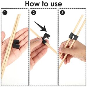 TIESOME 8Pcs Reusable Chopstick Helpers, Training Chopstick Hinges Connector Practice Chopsticks for Adults, Kids, Beginner, Trainers or Learner(Black)