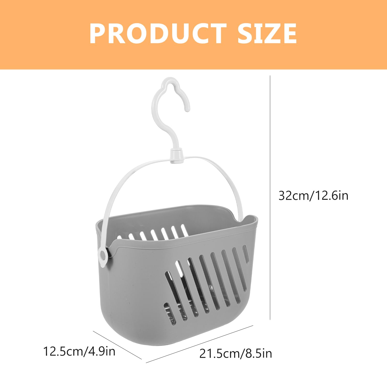 Veemoon Plastic Hanging Shower Baskets: Waterproof Hanging Storage Basket with Hook, Square Shower Organizer, Plastic Toiletries Basket for Bathroom Dorm Home