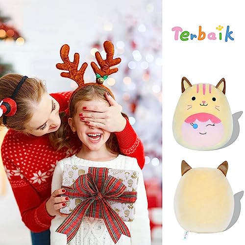 Terbaik 12Inch Cat Plush Pillow,Cute Cat Soft Plushies Squishy Cat Stuffed Animal Kawaii PlushToy Kitten Throw Pillow Decoration Kawaii Cat Plushies Gifts for Girls Boys