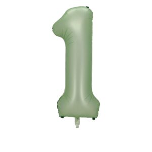 FINGCRO Oliver Green Foil Balloons Number 1, 40 inch