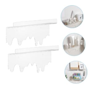 ORFOFE 2Pcs Wall Mounted Transparent Floating Shelf for Cosmetics Storage Adhesive Wall Shelf for Bathroom and Home Organization