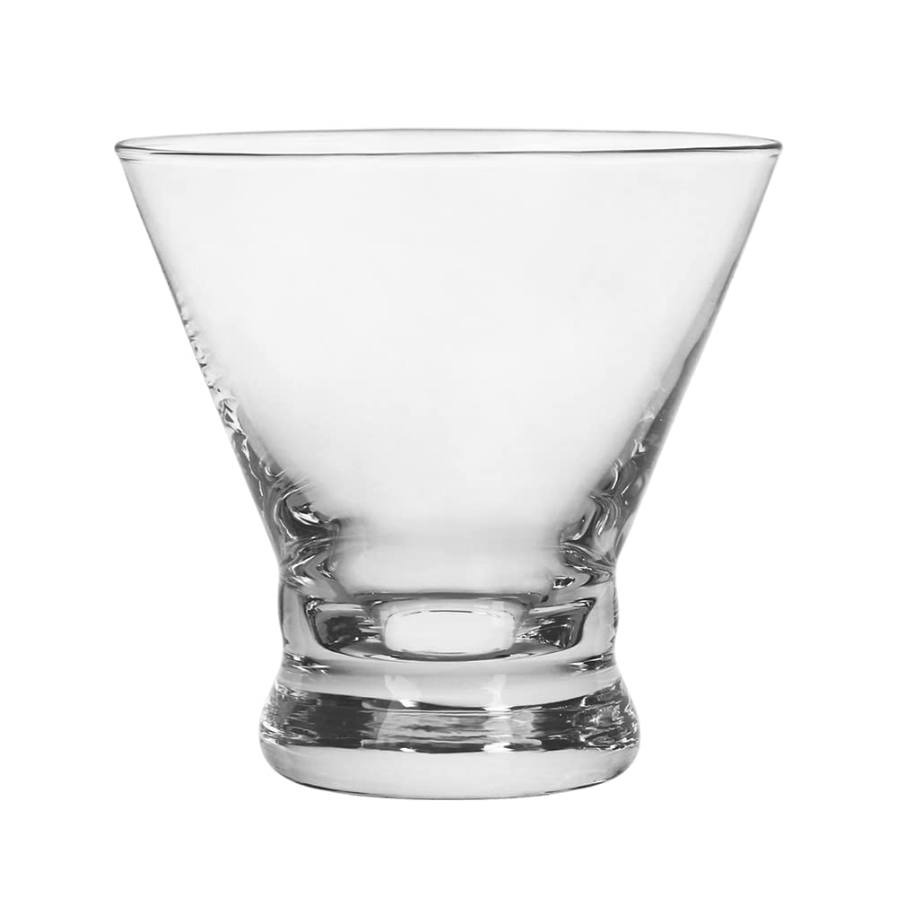 BTGLLAS Set of 12 Martini Glasses - 8-Ounce Cinched Design Cocktail Glasses with Heavy Base, Stemless Construction for Stability - Sturdy and Elegant Bar Glasses (Glass, Clear12Pcs)