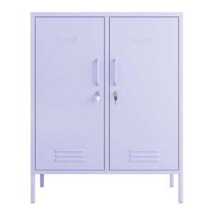 Aiasuit 2 Doors Lockable Metal Storage Cabinet 3 Tiers Shelf Multifunctional Storage Organizer Detachable Shelves Easy to Assemble Purple Size: 39.37”H x 31.5”W x 14.96”D