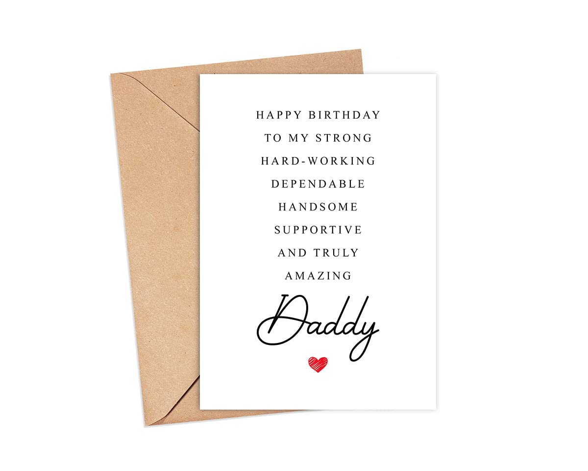 Daddy Birthday Card Poem - Birthday Card For Daddy - Amazing Gift Special For Daddy Birthday - From Wife, Son, Daughter - Cute Birthday Card