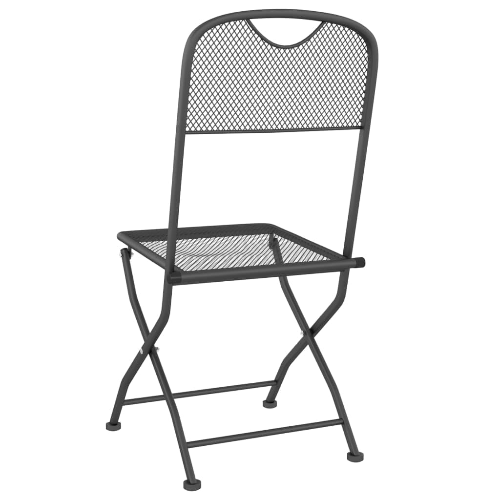 vidaXL Expanded Metal Mesh Folding Patio Chairs in Anthracite - Industrial Style Outdoor Seating Furniture for Patio, Garden - Pack of 2