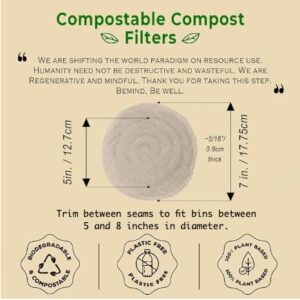 BeMind Compostable Compost Bin Filters(2)Plastic Free! Fits Bins 5-8"|Biodegradable Charcoal Filters for Compost Bucket| Zero Waste Compost Filters for Countertop Bin|Compost Bin Filters Charcoal