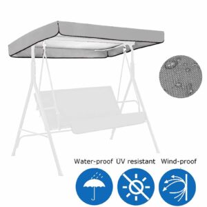 Outdoor Swing Canopy Replacement Porch Top Cover Removable Canopy of 2-Seat Swing Chair Canopy Waterproof for Patio Yard 2 Seat