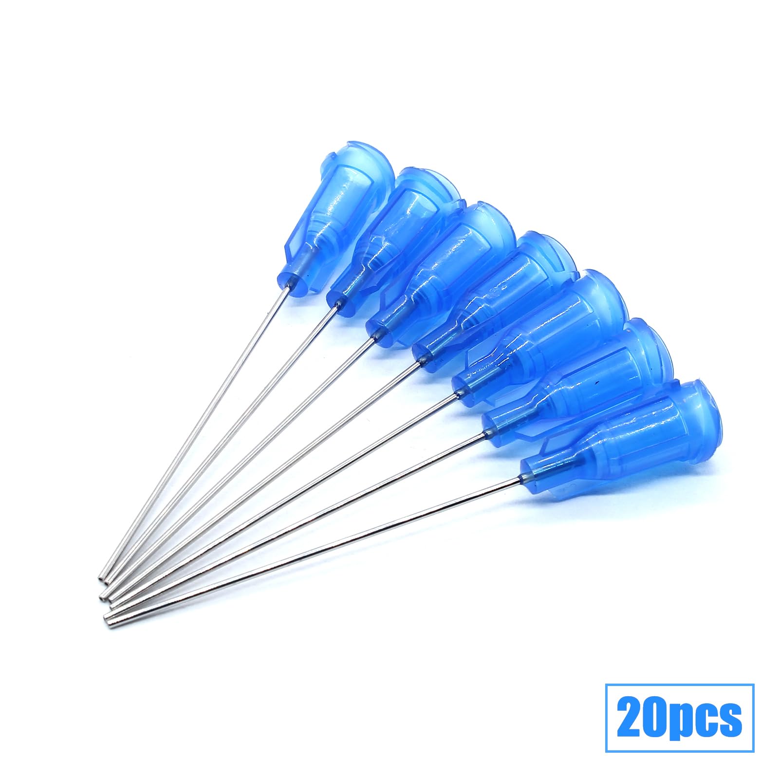 Zorveiio 20 Pack 22Ga 1.5 Inch Blunt Tip Dispensing Neddle,Blue Plastic Syringe Blunt Tip Neddle,Tapered Luer Lock Dispensing Needles for Industrial Use