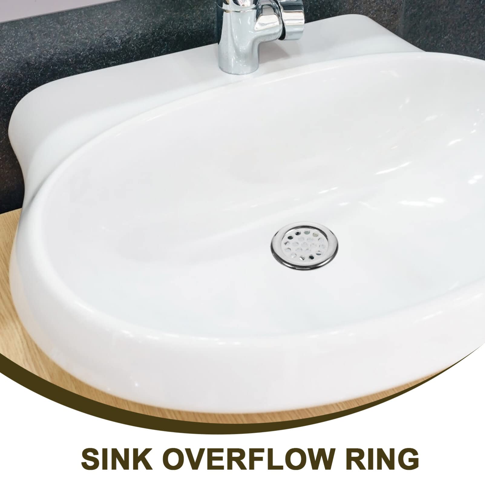 Angoily Sink Cover 6pcs Sink Overflow Ring Kitchen Bathroom Basin Trim Bath Sink Hole Overflow Cover Rings Hole Insert in Cap Replacement for Home Hotel Air Still