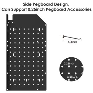 CCCEI Modular Pegboard Rack Power Tool Organizer with Charging Station. 4 Layer Wall Mount Drill Holder, Mechanic Tool Battery Charger Organizer. Garage Shop Storage Utility Shelf with Power Strip.