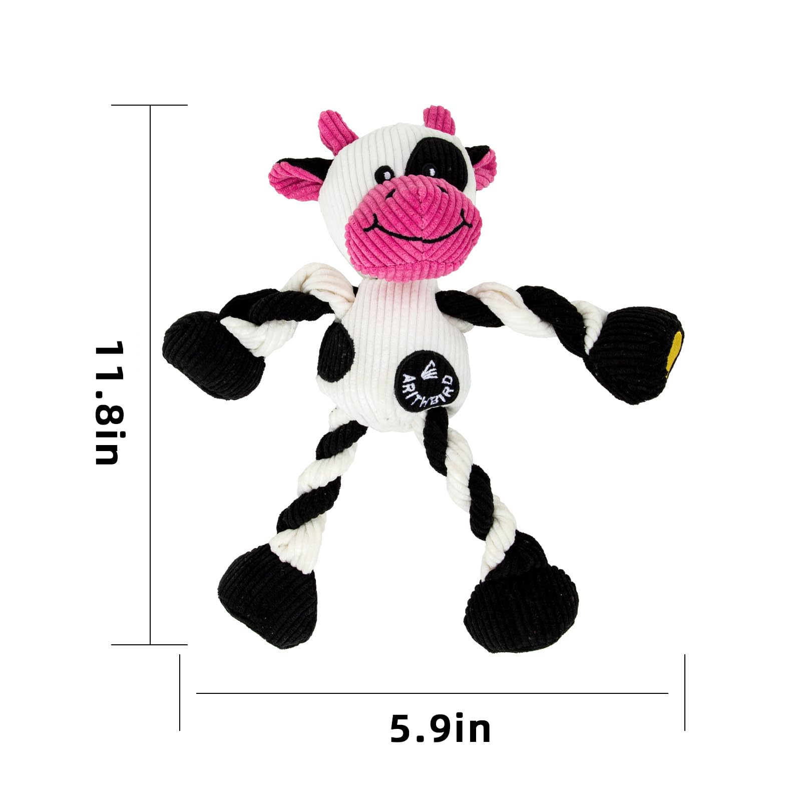 ARITHBIRD Squeaky Dog Toys - Cute Cow Shape Stuffed Plush Toy for Small, Middle, and Large Breed Dogs - Durable Dog Chew and Teething Toys -Tough Plush Toys for Cats