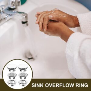 Angoily Sink Cover 6pcs Sink Overflow Ring Kitchen Bathroom Basin Trim Bath Sink Hole Overflow Cover Rings Hole Insert in Cap Replacement for Home Hotel Air Still