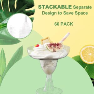 WOPPLXY 60 Pcs Plastic Margarita Glasses, 5 oz Clear Cocktail Glasses for Cinco de Mayo, Taco Party, and Mexican Decoration, Plastic Margarita Cups for Taco Bar Events Wedding Parties