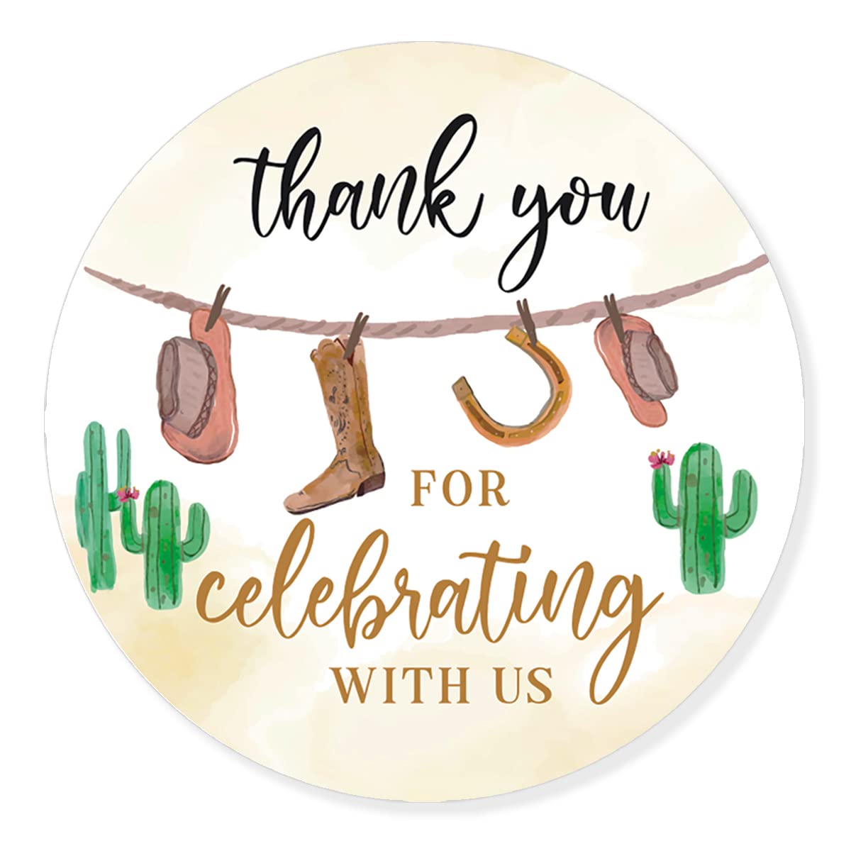 2.4 Inch Cute Cowboy Thank You for Celebrating with us Sitcker,Baby Shower Thank You Stickers,Cowboy Baby Shower Theme Favors Labels Decorations Supplies for Boys(80 PCS)