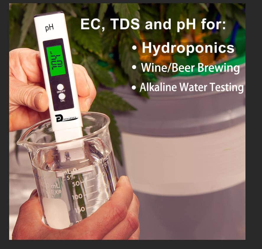 PH Meter, Digital 4 in 1 PH EC TDS Temp Meter for Water Hydroponics, Waterproof DWC PH and EC PPM Water Tester with Backlit for Nutrients Growing,Pool,Indoor Garden, Home Brewing, Aquarium, Hot Tub