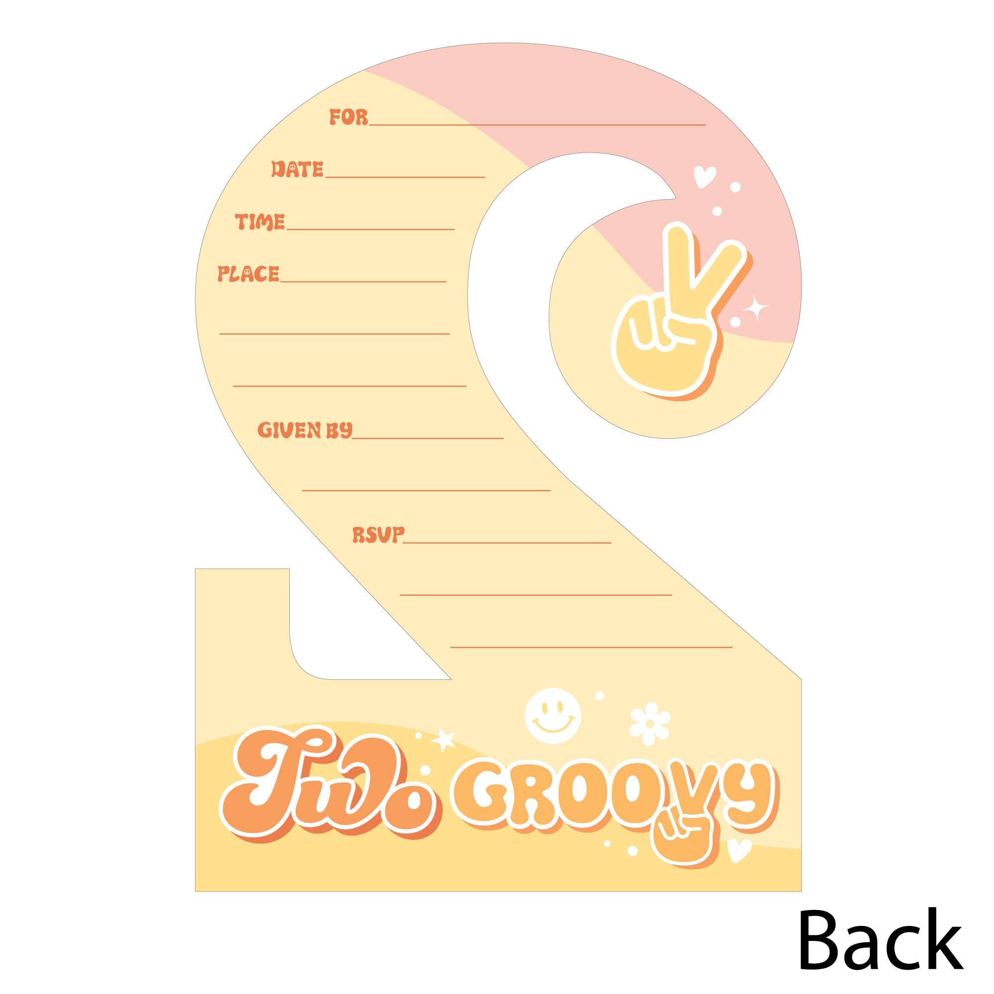 Big Dot of Happiness Two Groovy - Shaped Fill-In Invitations - Boho Hippie Second Birthday Party Invitation Cards with Envelopes - Set of 12