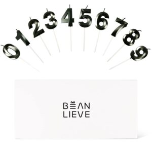 BEAN LIEVE Black Birthday Candles - Number Cake Candles, Happy Birthday Numeric Candles Number 0 1 2 3 4 5 6 7 8 9 Used for Cake Decoration on Birthday Parties and Wedding Anniversary Celebration