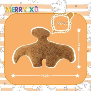 MerryXD Dino Nugget Plush Pillow - 19 Inch Funny Dino Chicken Nugget Stuffed Toy - Soft Pterodactyl- Perfect for Birthday Decor, Dinosaur Theme Party, Easter Decorations