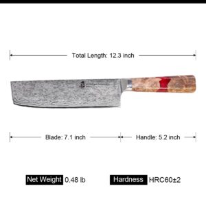 TUO Nakiri Knife 7 inch Japanese Kitchen Knife Nakiri Chef Knife 45-layers AUS-10 Damascus Steel Vegetable Knife Hand Forged Resin Handle with Gift Box