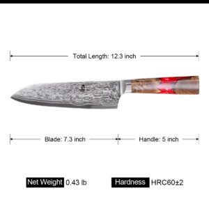 TUO Chef Knife 7 Inch - Japanese Santoku Knife Kitchen Knives, AUS-10 Damascus Steel 45-Layer Hand Forged Resin Handle with Gift Box